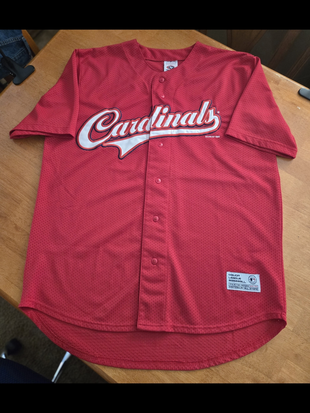 VTG True Fan ST. Louis Cardinals Baseball Button-Up Jersey. Mens Large